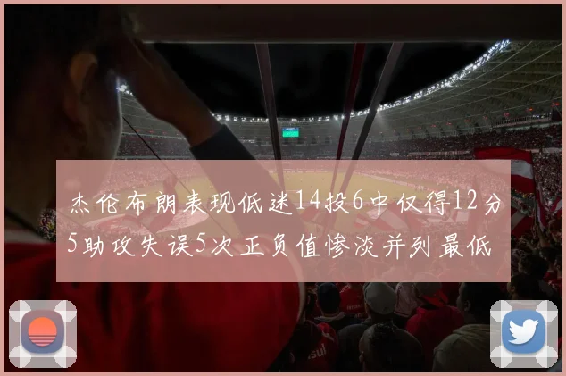 杰伦布朗表现低迷14投6中仅得12分5助攻失误5次正负值惨淡并列最低